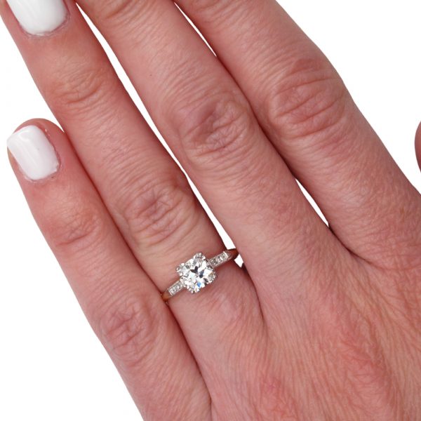 Edwardian .75 European Diamond Engagement Ring Hand
