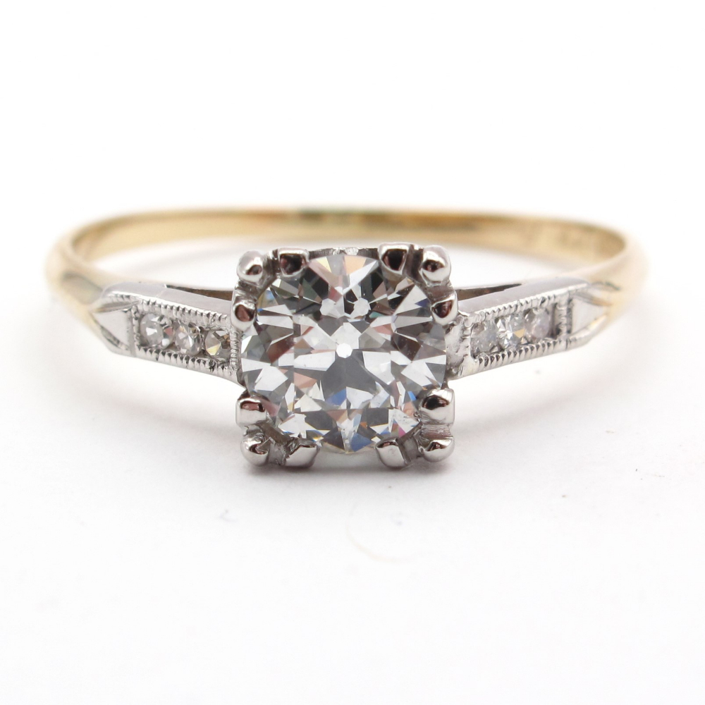 Early 1900’s Edwardian Diamond Engagement Ring .77 ctw 14k & Platinum GIA Certified