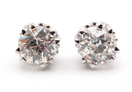 European Round Diamond Stud Earrings 1.27