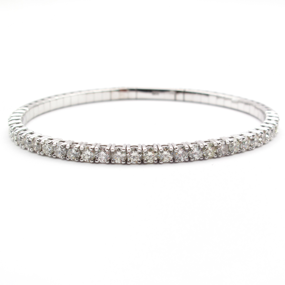Flexible Diamond Tennis Bracelet Bangle 3.75 ctw 14k White Gold