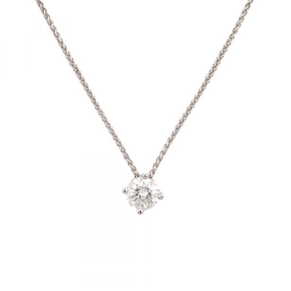 Half Carat Diamond Solitaire Necklace White Gold