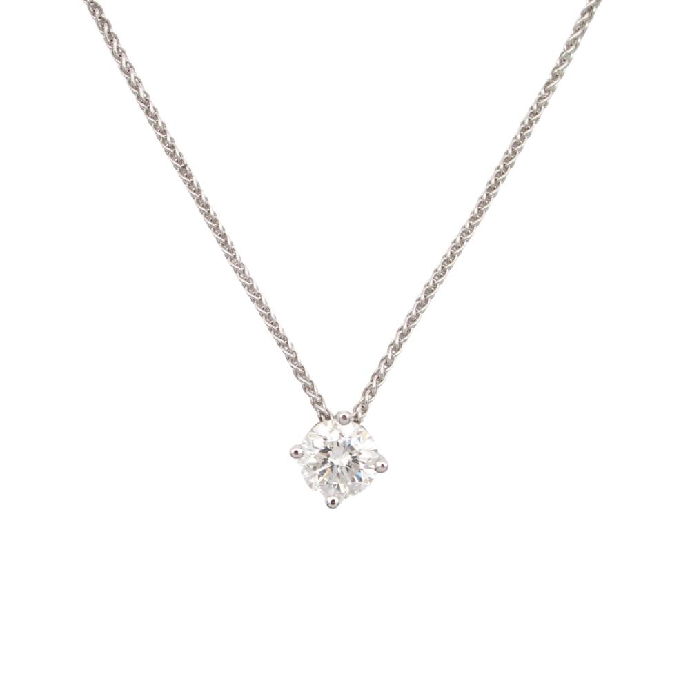 Round Diamond Solitaire Pendant Necklace 0.63 carats 14k White Gold