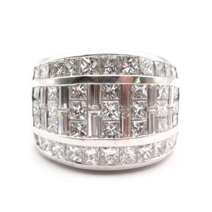 House of Baguettes Wide Diamond Band White Gold