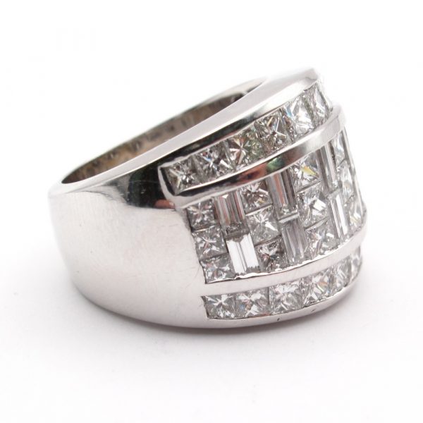 House of Baguettes Wide Diamond Band White Gold Side