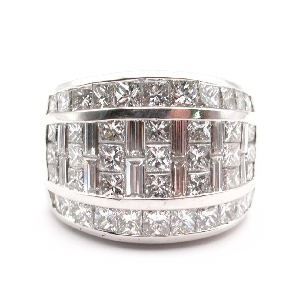 House of Baguette Wide Diamond Band 5.77 ctw 14k White Gold
