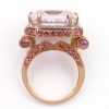 Large Kunzite Halo Pink Gold Ring Profile