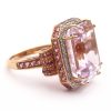 Large Kunzite Halo Pink Gold Ring Side