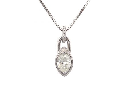 Lock Shaped Marquise Diamond Necklace