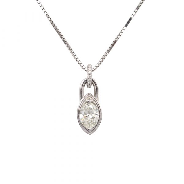 Lock Shaped Marquise Diamond Necklace