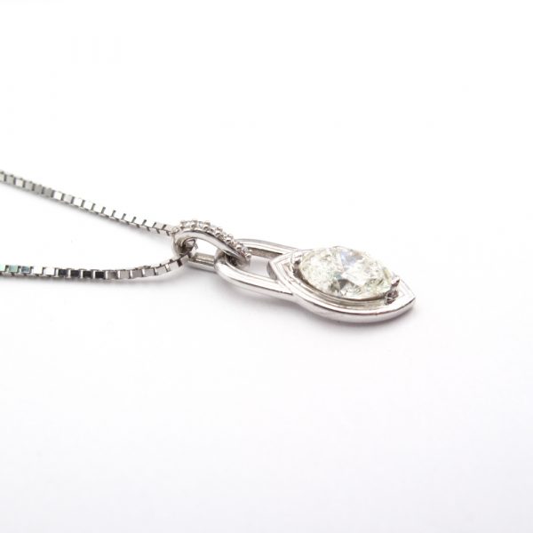 Lock Shaped Marquise Diamond Necklace Profile