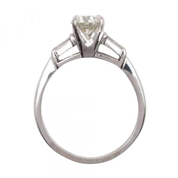 Platinum Art Deco 1 Carat European Diamond Engagement Ring Profile