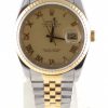 Pre-Owned 1989 Two Tone Rolex Datejust 36MM Watch Cream Roman Dial With Fluted Bezel Jubilee Band Model# 116233 Front