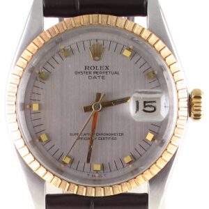 Pre-Owned Vintage Rolex Date (1964) Two Tone On Leather Model 1503 Front Close