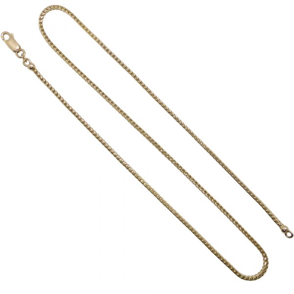 Solid Squared Wheat Style Chain Link Necklace 14K Yellow Gold ~ 18 12 ~ 10.0 Grams - Franco Chain