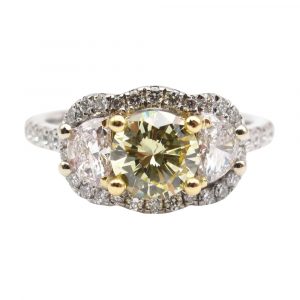 1.50 Yellow Diamond Halo Engagement Ring