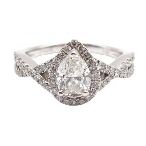 1.50ct Diamond Halo Pear Engagement Ring