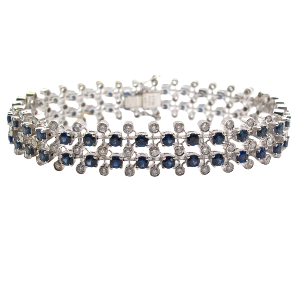 Sapphire & Diamond Bracelet 8.12 ctw 18k White Gold