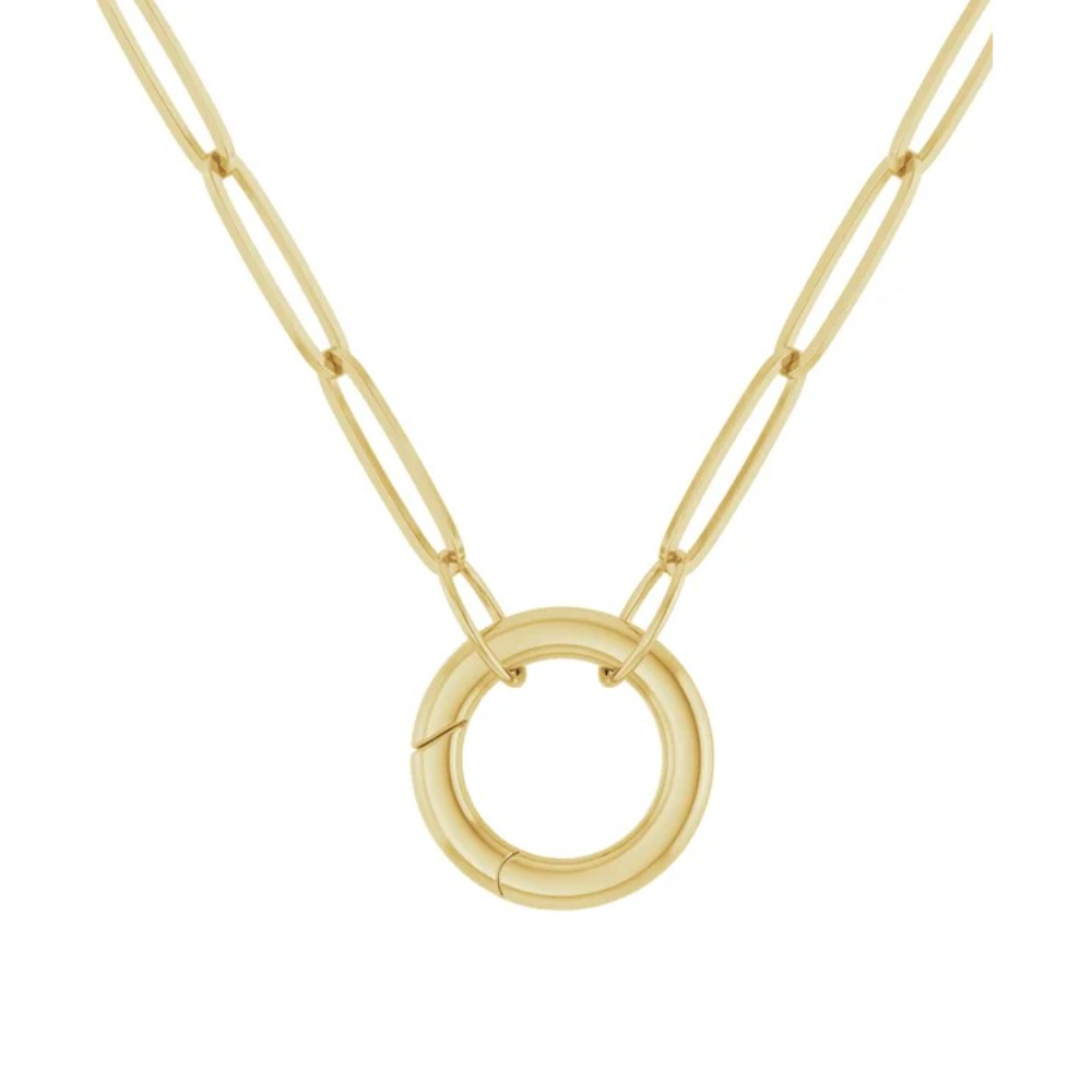 Circle Spring Clasp Customizable Link Necklace 14k Gold