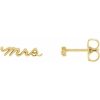 Cursive Mrs Stud Earrings 14k Gold Profile