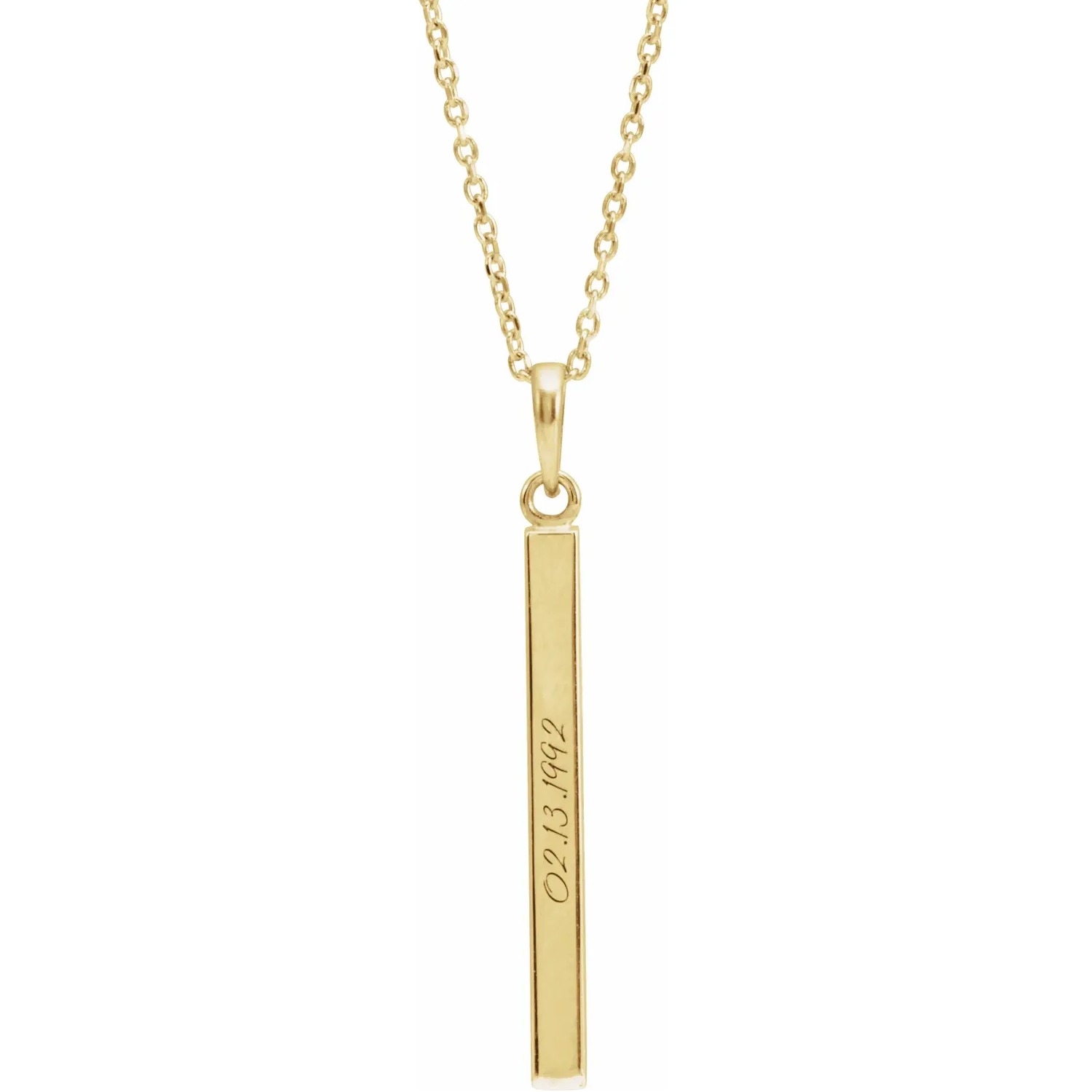 14K Yellow Engravable Four-Sided Bar Necklace