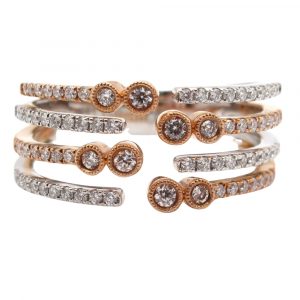 Four Row Diamond Negative Space Band Rose Gold