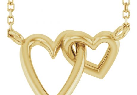 Interlocking Double Heart Necklace Yellow Gold