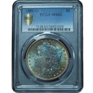 1881-O Morgan Dollar MS63 PCGS Gorgeous Blue-Green Toned