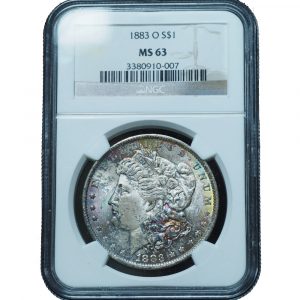 1883-O Morgan Dollar MS63 NGC w/ Pretty Cotton Candy Color Toning