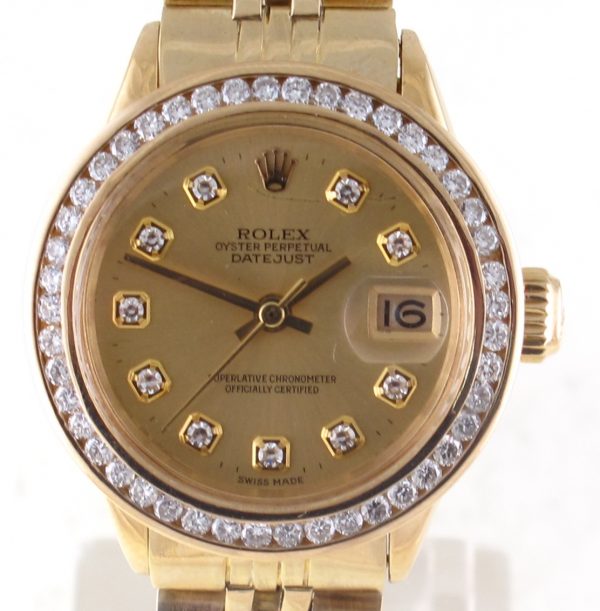 Pre-Owned Ladies Rolex Datejust (1980's) 18kt Yellow Gold Model 6517 Front Close