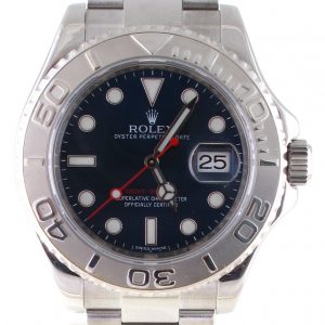 Pre-Owned Rolex Yachtmaster Blue Dial (2012) Stainless Steel and Platinum #116622 Front Close