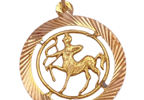 Sagittarius Zodiac Vintage Charm 14K Gold, Centaur