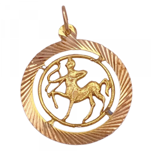Sagittarius Zodiac Vintage Charm 14K Gold, Centaur