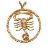 Scorpio Zodiac Pendant Charm 14K Gold Reversible Three-Dimensional, Scorpion