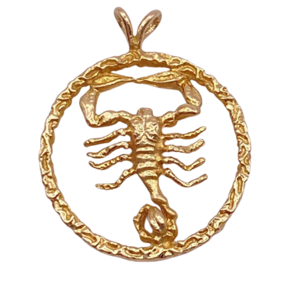 Scorpio Zodiac Pendant Charm 14K Gold Reversible Three-Dimensional Scorpion