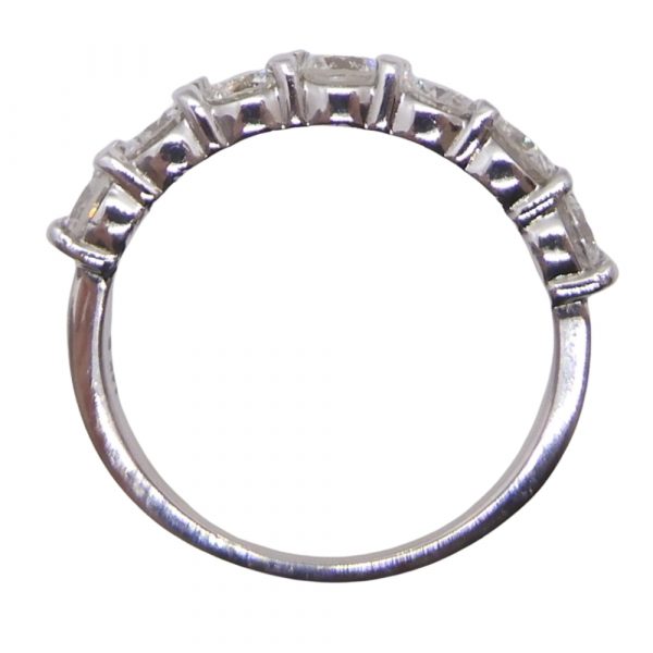 Seven Round Diamond Wedding Band Stack Ring 0.98 ctw 14k White Gold Side Profile