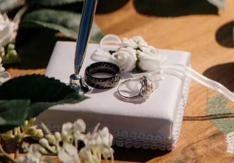 mens marriage ring with womens engagement ring