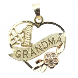#1 Grandma Heart Pendant 14K Two-Tone Gold