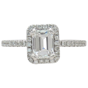 1.27ctw Emerald Diamond Halo Engagement Ring GIA Certified (1)