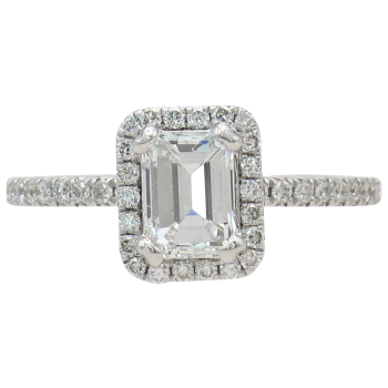 1.27ctw Emerald Diamond Halo Engagement Ring GIA Certified
