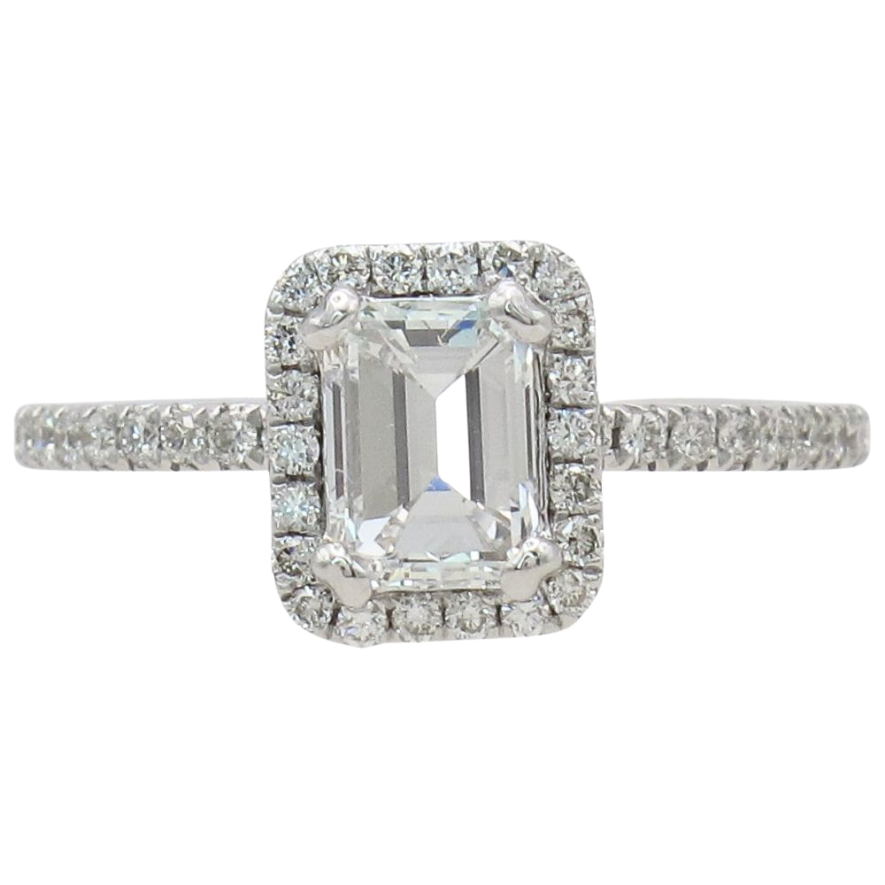 1.27ctw Emerald Diamond Halo Engagement Ring GIA Certified