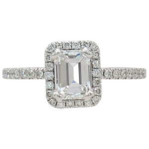 1.27ctw Emerald Diamond Halo Engagement Ring GIA Certified Side (2)