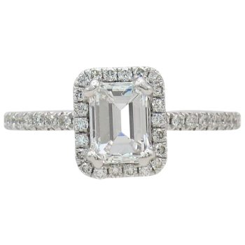 1.27ctw Emerald Diamond Halo Engagement Ring GIA Certified