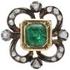 1.76ctw Emerald & Diamond Georgian Ring 14k Gold & Silver Front