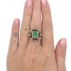 1.76ctw Emerald & Diamond Georgian Ring 14k Gold & Silver Worn