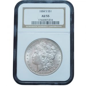 1884 S Morgan Silver Dollar AU55 NGC