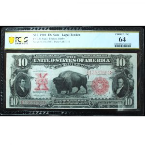 1901 $10 Bison Legal Tender PCGS 64 Choice Uncirculated