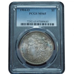 1904 O Morgan Silver Dollar MS65 PCGS End Roll Toned