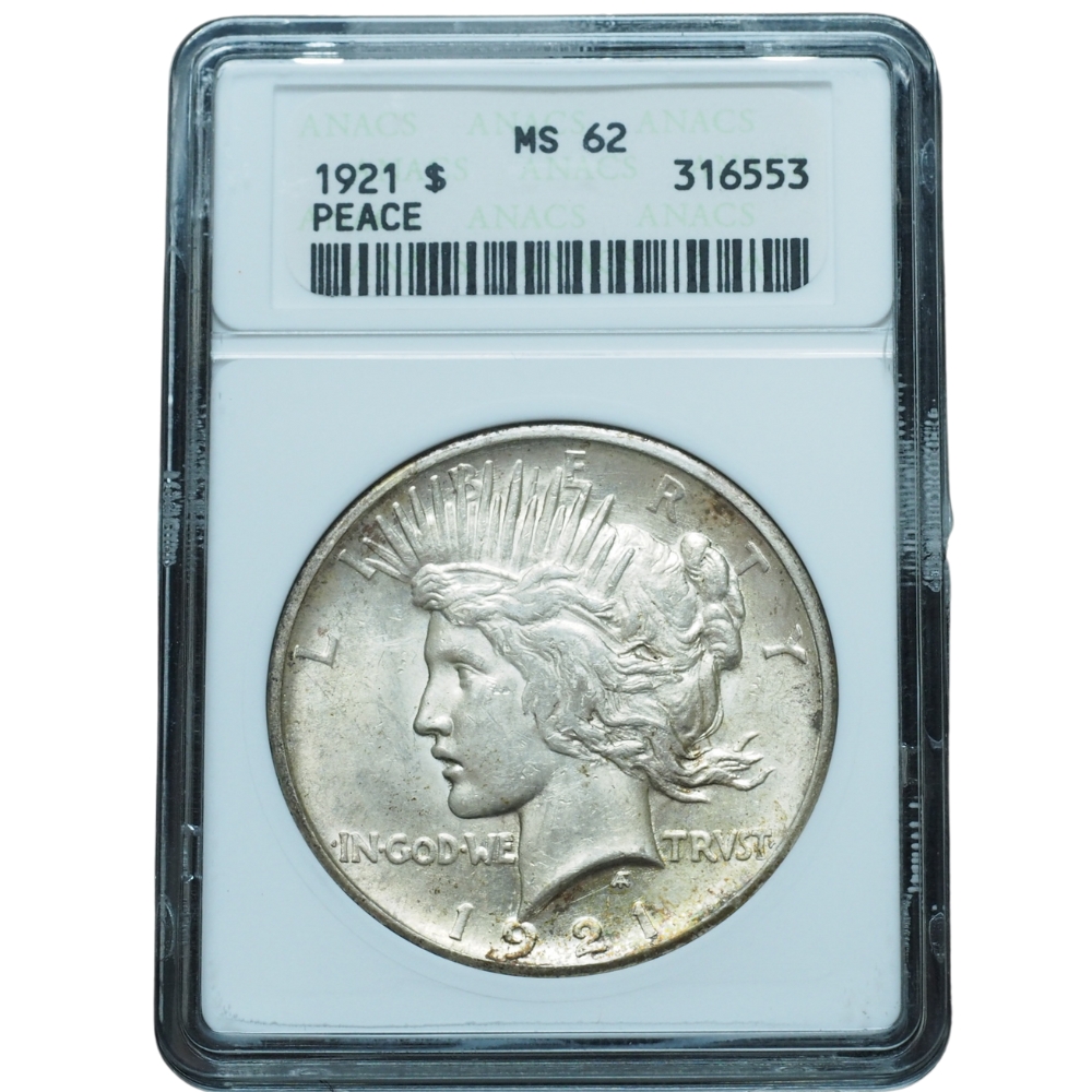 1921 Peace Dollar High Relief MS62 ANACS