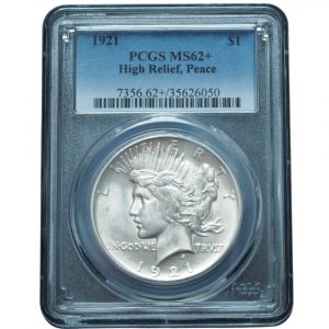 1921 Peace Dollar High Relief MS62+ PCGS