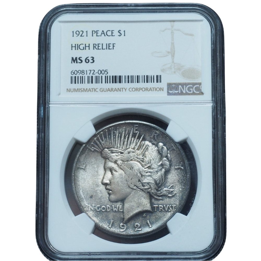 1921 Peace Silver Dollar High Relief MS63 NGC #005